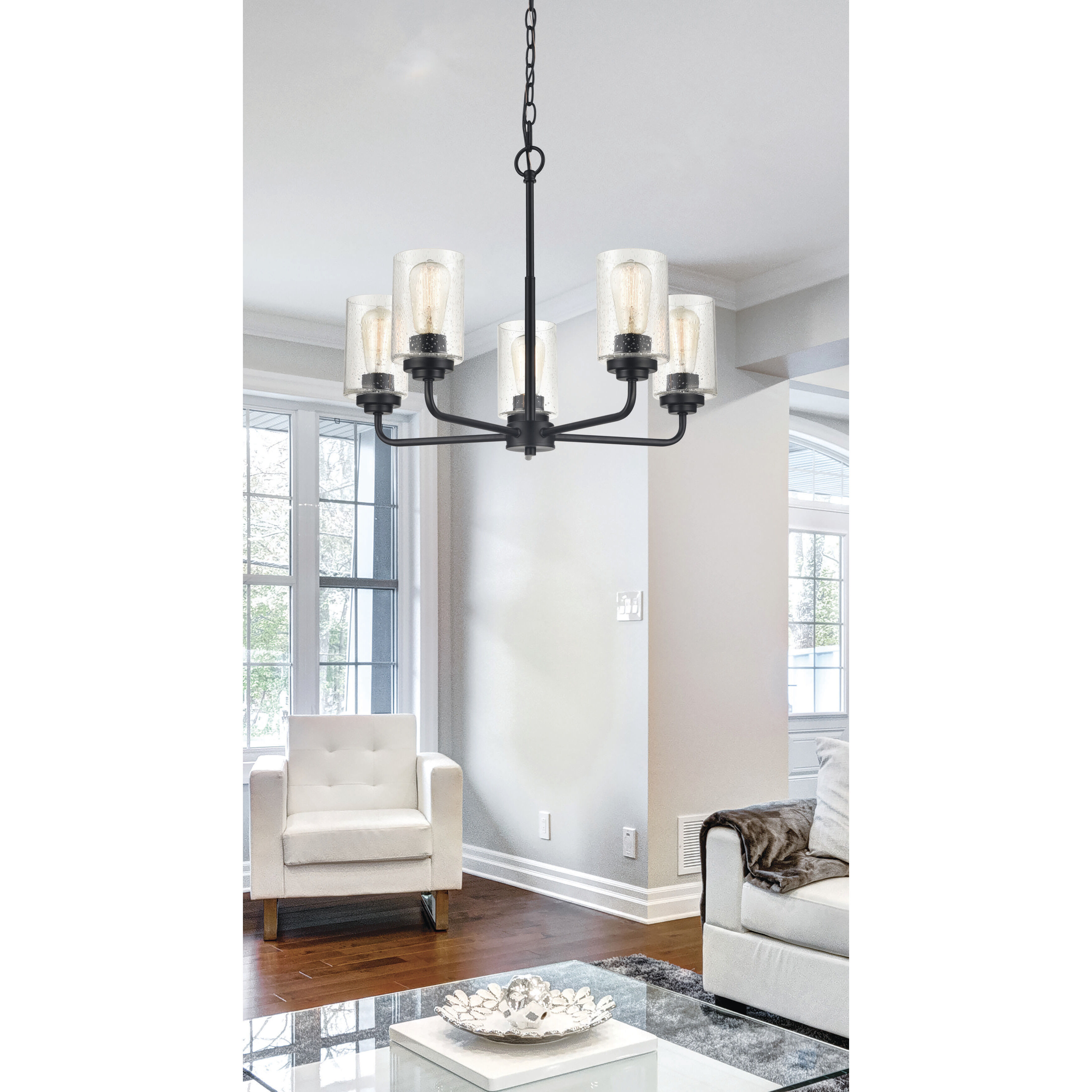 Moven 5 Light 23 inch Matte Black Chandelier Ceiling Light